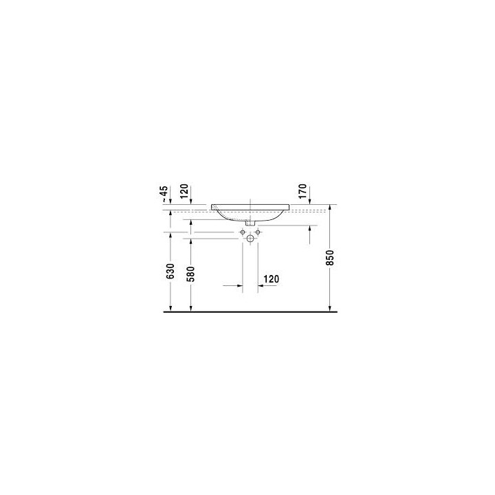  Umywalka nablatowa, Duravit DuraStyle, 615x 495 mm, 1-otworowa, Biały Alpin- sanitbuy.pl