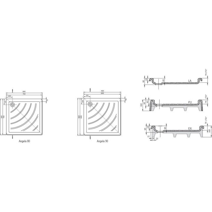Brodzik kwadratowy Ravak Angela 80 cm- sanitbuy.pl
