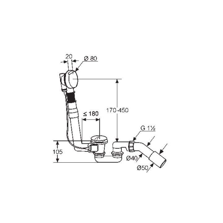 Zestaw odpływowo - przelewowy G 1 1/2 Kludi Rotexa 2000- sanitbuy.pl