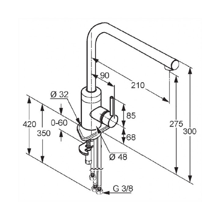 Jednouchwytowa bateria kuchenna DN 10 Kludi L-ine- sanitbuy.pl