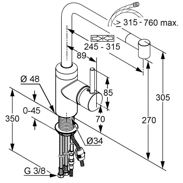 Jednouchwytowa bateria kuchenna DN 10 Kludi L-ine- sanitbuy.pl