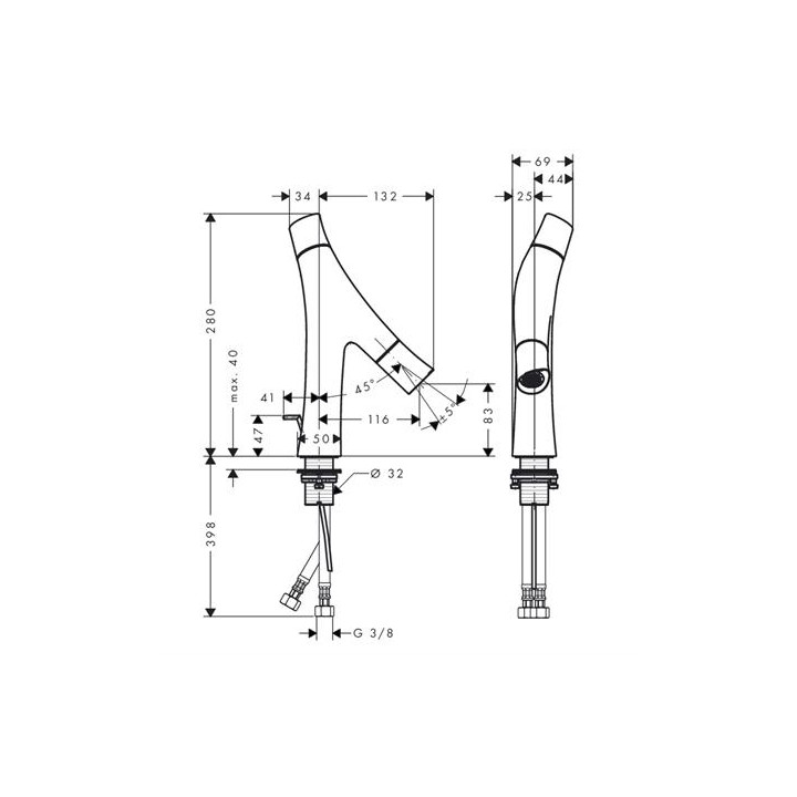 Bateria umywalkowa AXOR Strack Organic, komplet odpływowy G 1 1/4- sanitbuy.pl