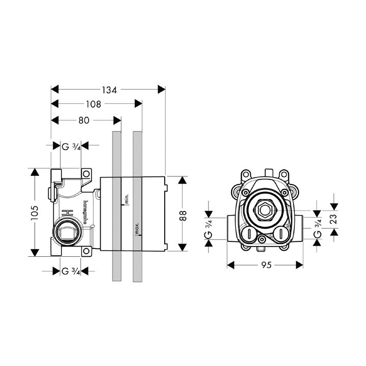 Zestaw podtynkowy do baterii termostatycznej Axor- sanitbuy.pl