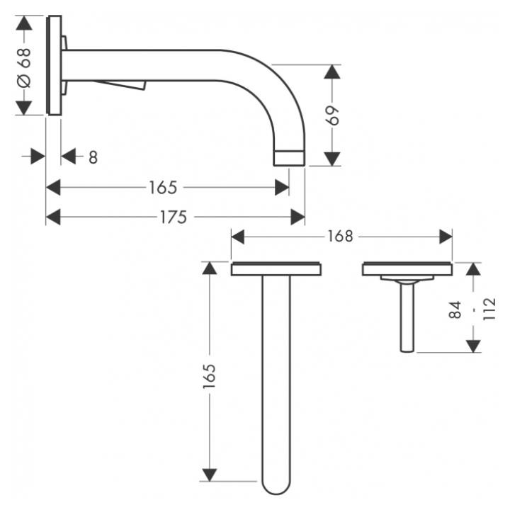 Bateria umywalkowa Axor Strack ścienna- sanitbuy.pl