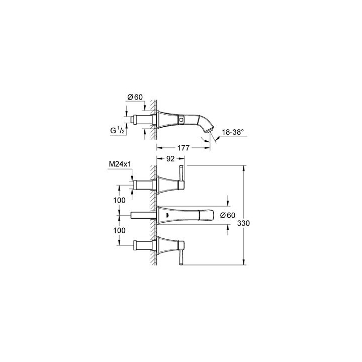 Bateria do umywalek Grohe Grandera 3 - otworowa- sanitbuy.pl