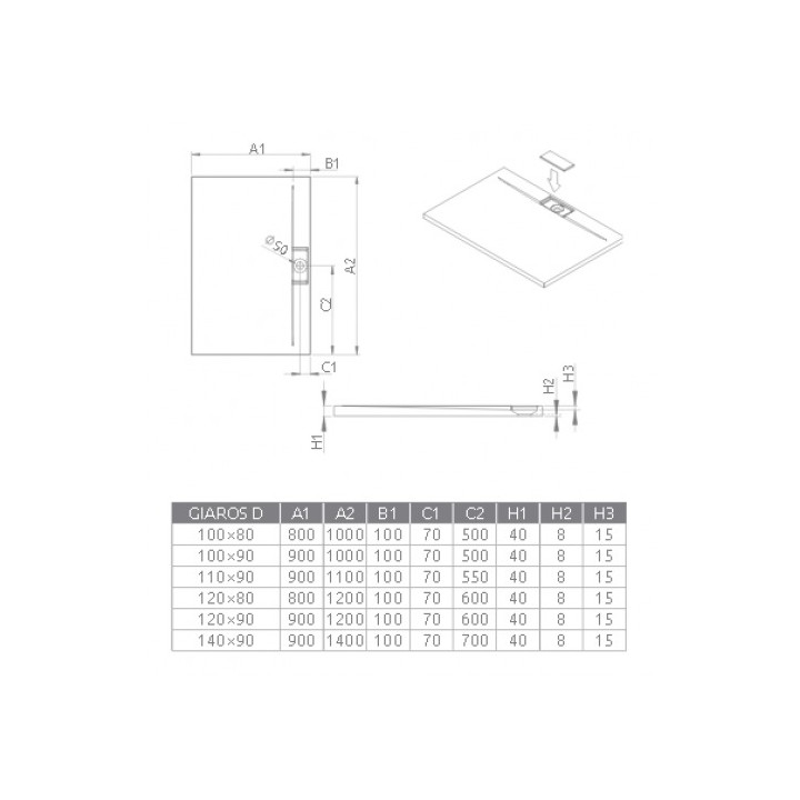 Brodzik Dolphi Radaway Giaros D 1000 x 800- sanitbuy.pl