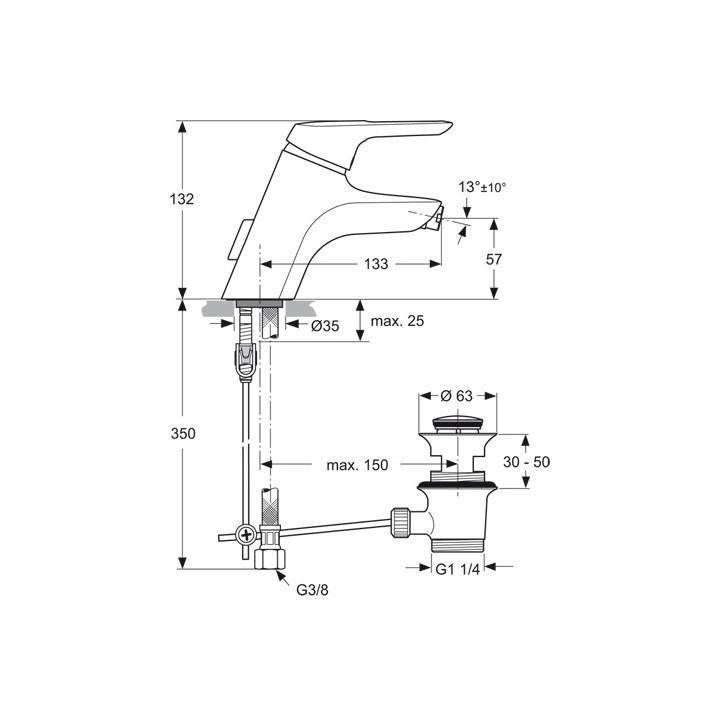Bateria bidetowa Ideal Standard Ceramix Blue z korkiem- sanitbuy.pl