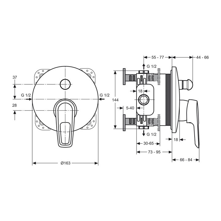 Bateria wannowa Ideal Standard Ceramix Blue podtynkowa, element zewnetrzny- sanitbuy.pl