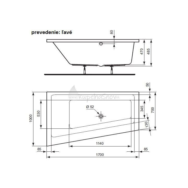  Wanna Ideal Standard Strada 170x100 cm lewa- sanitbuy.pl