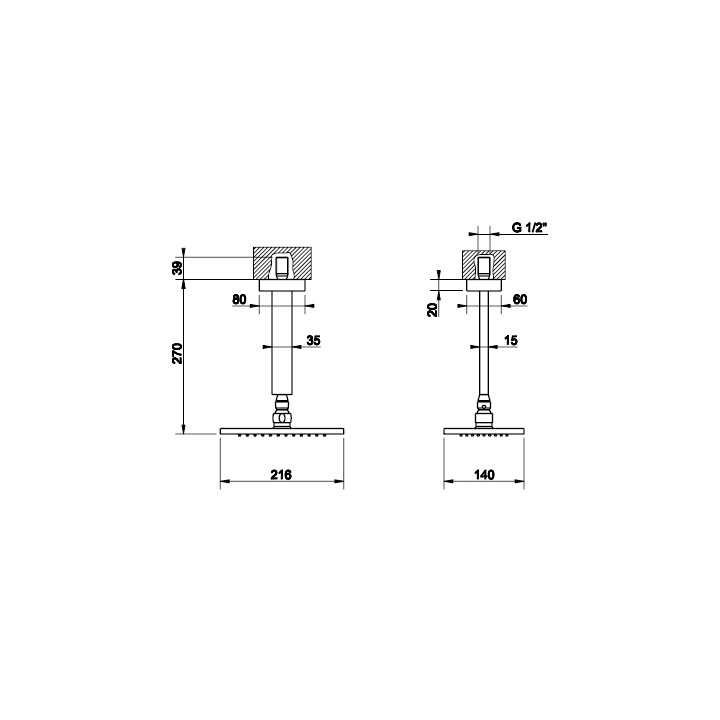 Deszczownica Gessi Rettangolo Shower 21x14 cm sufitowa- sanitbuy.pl