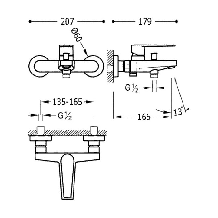 Bateria wannowa Class - Tres, jednouchwytowa- sanitbuy.pl