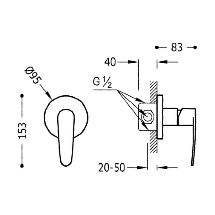 Bateria  podtynkowa Flat - Tres, natryskowa, 1 - uchwytowa- sanitbuy.pl