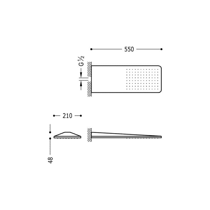 Natrysk ścienny Tres 210x550 mm, strumień deszczowy- sanitbuy.pl