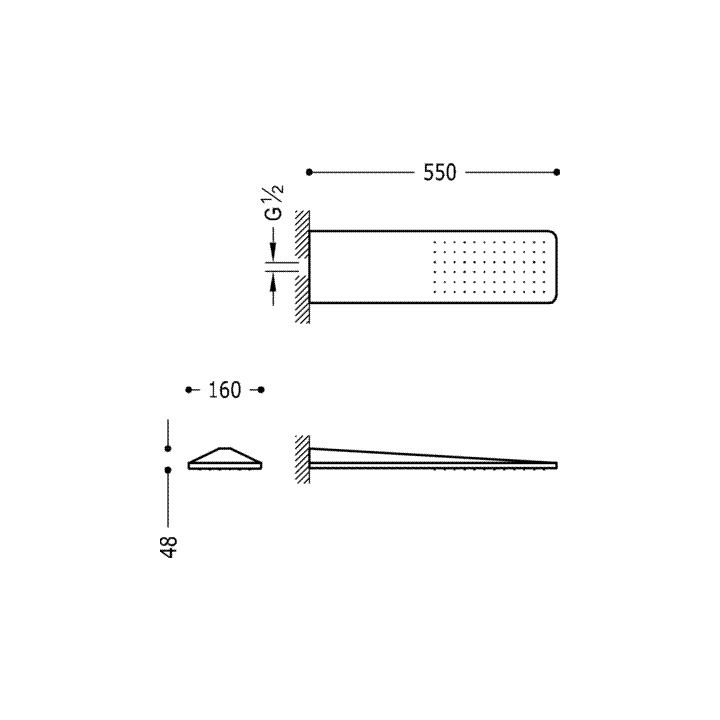 Natrysk ścienny Tres 160x550 mm, strumień deszczowy- sanitbuy.pl