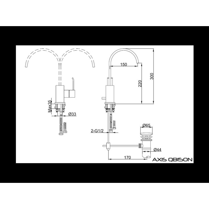 Bateria umywalkowa Kohlman Axis z obrotową wylewką- sanitbuy.pl