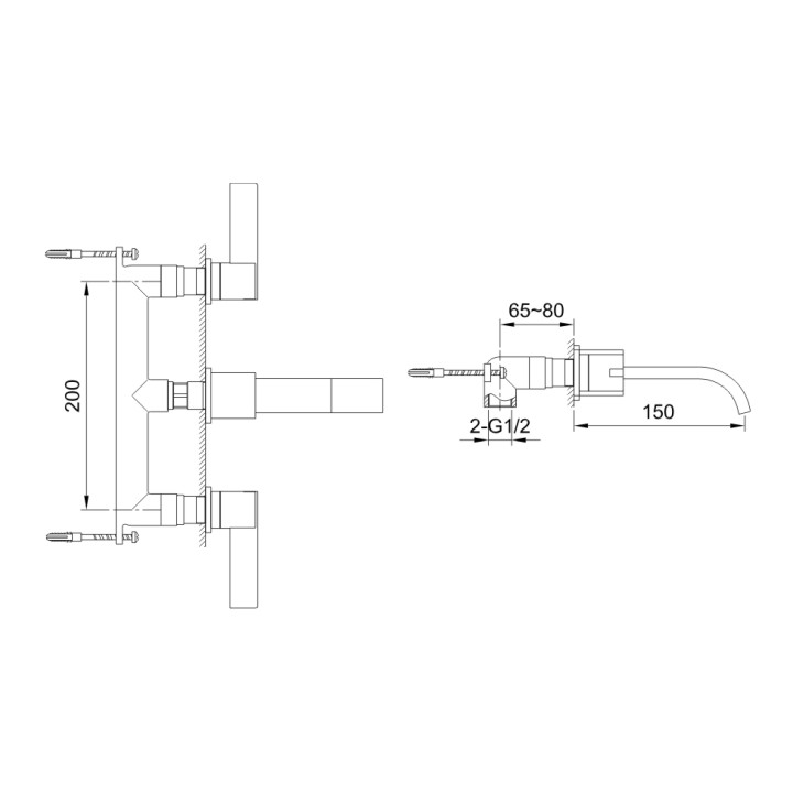 Bateria umywalkowa Kohlman Dexame ścienna podtynkowa 3-otworowa- sanitbuy.pl
