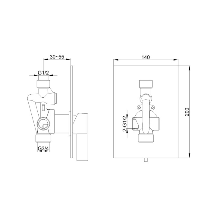 Bateria natryskowa Kohlman Dexame, podtynkowa- sanitbuy.pl