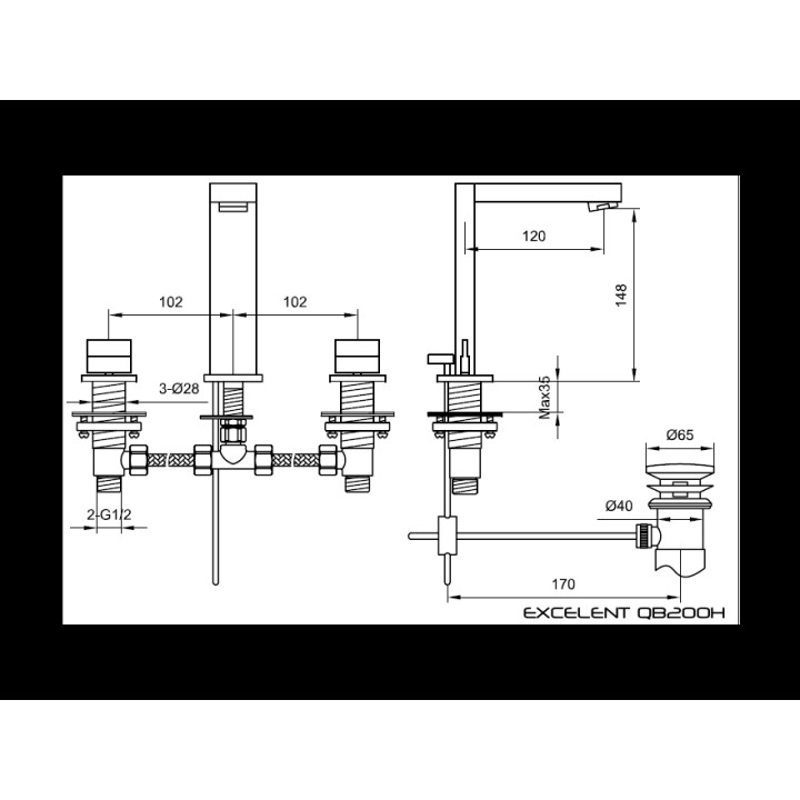 Bateria umywalkowa Kohlman Excelent 3-otworowa- sanitbuy.pl