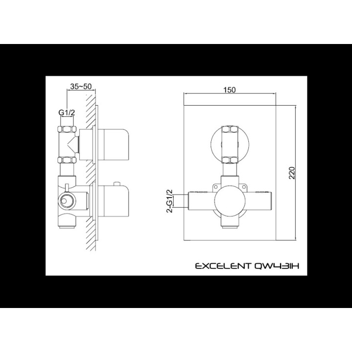 Bateria natryskowa Kohlman Excelent podtynkowa termostatyczna- sanitbuy.pl
