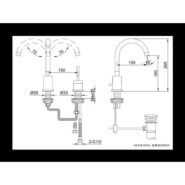 Bateria umywalkowa Kohlman Maxima z obracaną wylewką- sanitbuy.pl