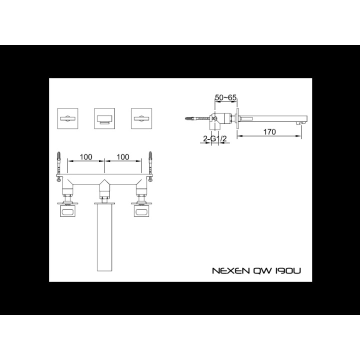 Bateria umywalkowa Kohlman Nexen ścienna podtynkowa 3-otworowa- sanitbuy.pl