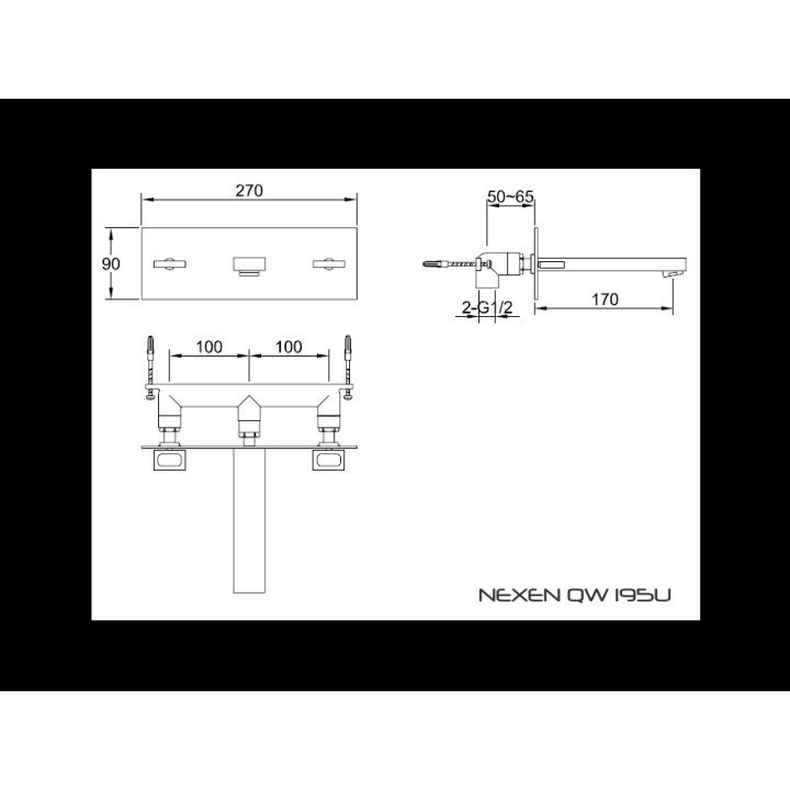 Bateria umywalkowa Kohlman Nexen  ścienna podtynkowa 3-otworowa- sanitbuy.pl