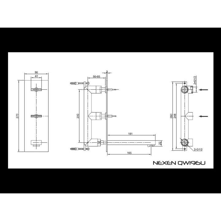 Bateria umywalkowa Kohlman Nexen  ścienna podtynkowa 3-otworowa- sanitbuy.pl