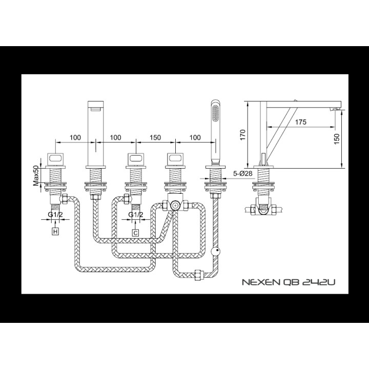Bateria wannowa Kohlman Nexen 5-otworowa- sanitbuy.pl