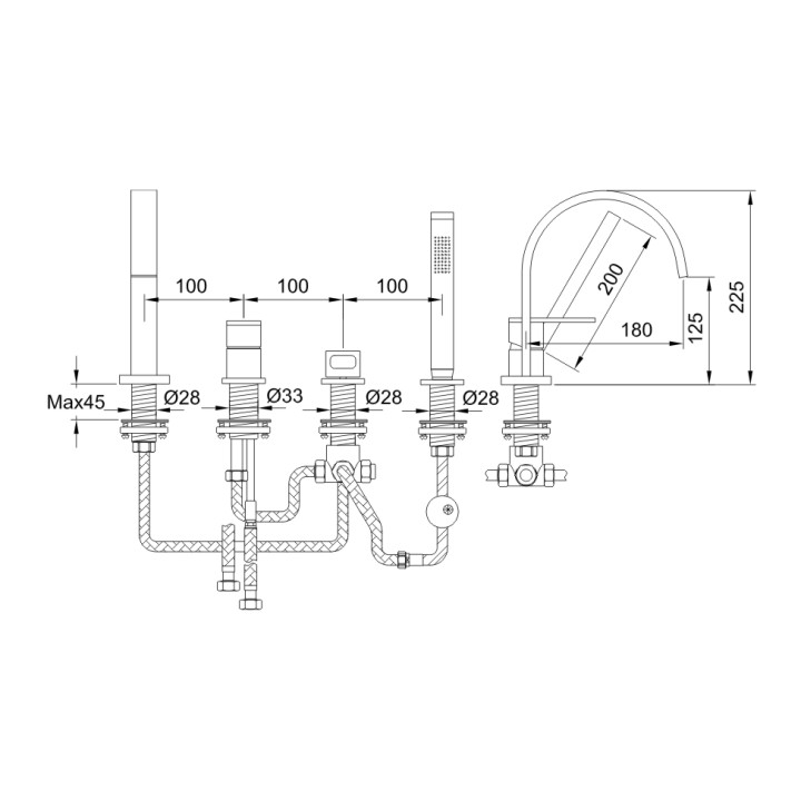 Bateria wannowa Kohlman Nexen-S 4-otworowa- sanitbuy.pl