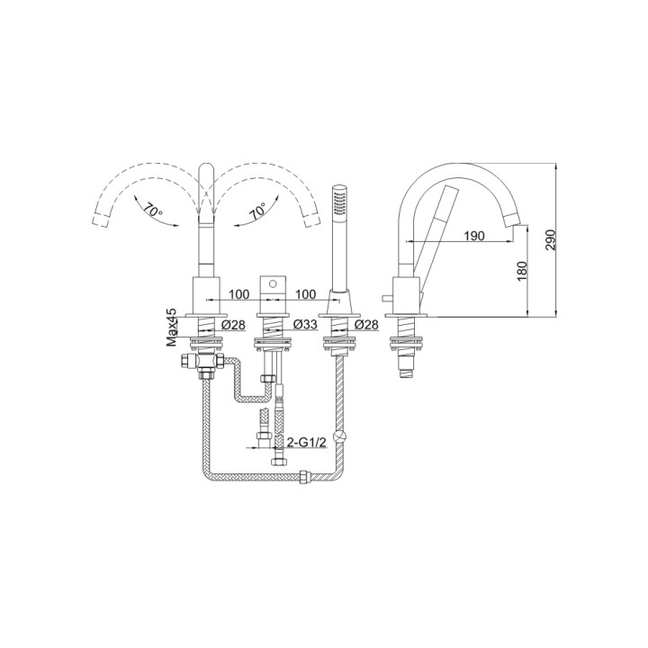 Bateria wannowa Kohlman Roxin  3- otworowa- sanitbuy.pl
