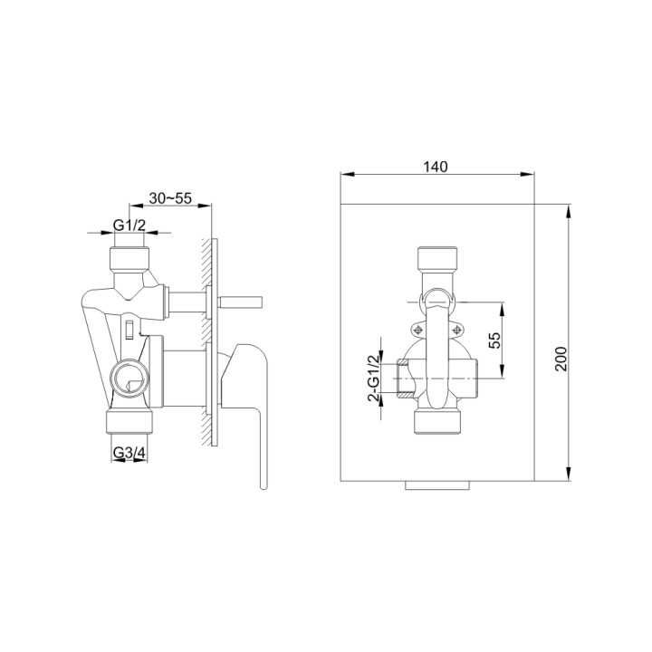 Bateria wannowa Kohlman Saxo podtynkowa- sanitbuy.pl