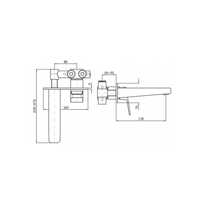 Bateria umywalkowa Zucchetti Jingle ścienna, podtynkowa- sanitbuy.pl