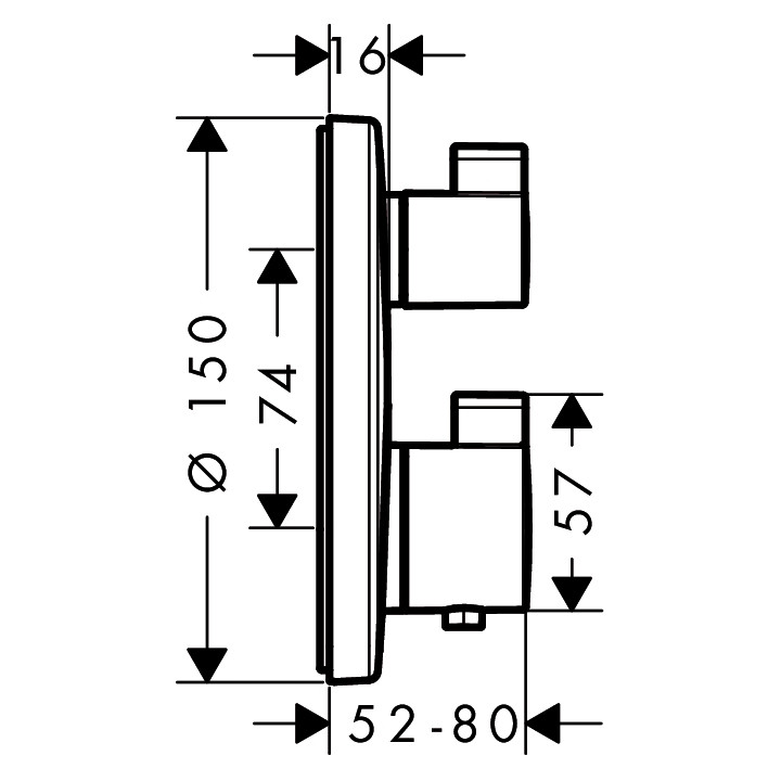 Bateria Hansgrohe Ecostat S termostatyczna podtynkowa z zaworem odcinająco- przełączajacym, element zewnętrzny- sanitbuy.pl