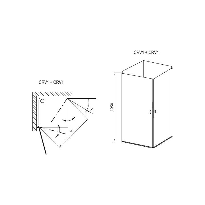 Kabina prysznicowa narożna CRV1-80 Ravak Chrome, wejście z rogu, połysk + transparent- sanitbuy.pl