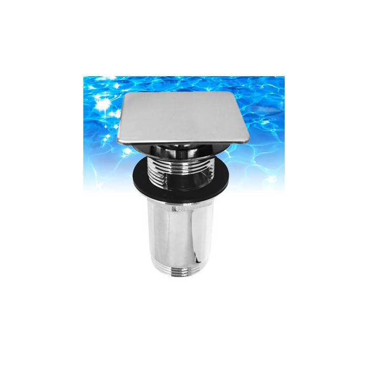 Korek klik-klak Omnires do syfonu umywalkowego, wzór kwadratowy płaski - chrom- sanitbuy.pl