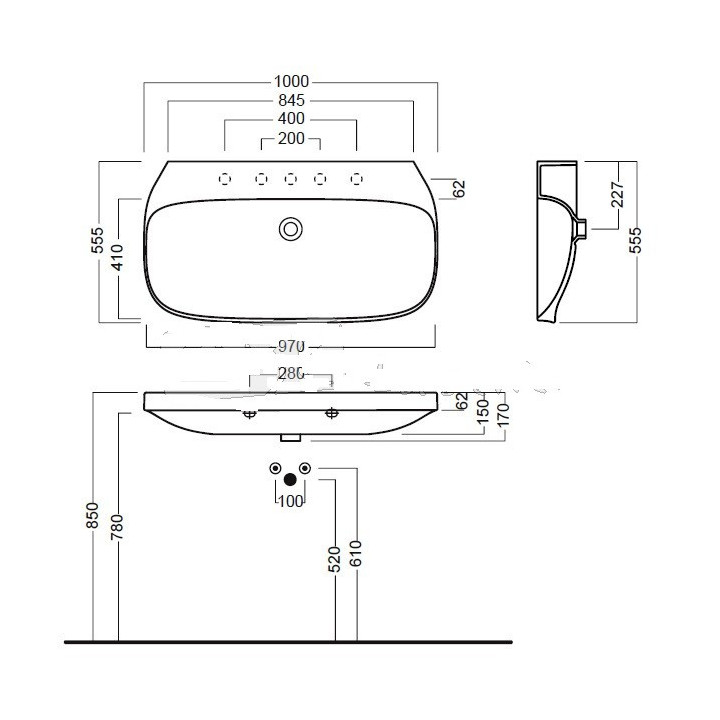 Umywalka  Hatria Abito 100cm - sanitbuy.pl