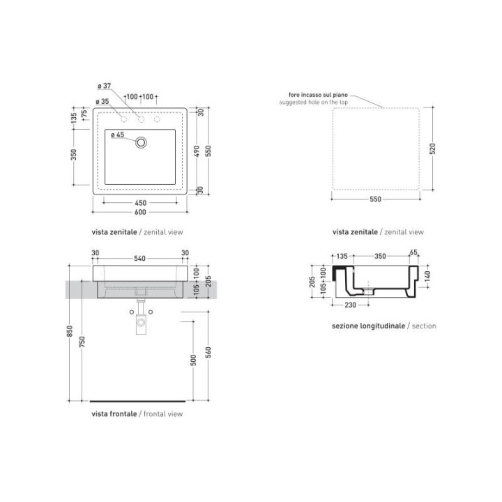 Umywalka  Flaminia  Acquagrande  60 cm- sanitbuy.pl