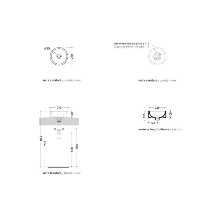 Umywalka Flaminia Twin 27 cm, mini- sanitbuy.pl