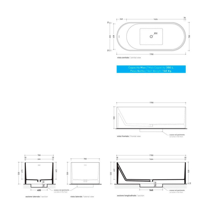 Wanna Flaminia Oval 170 x 70 cm- sanitbuy.pl