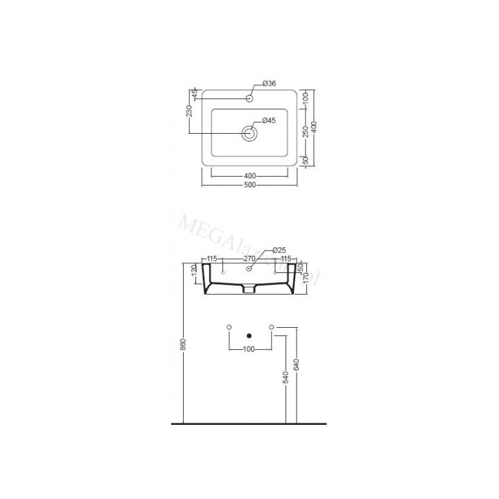 Umywalka Kerasan Ego 50x40 cm- sanitbuy.pl