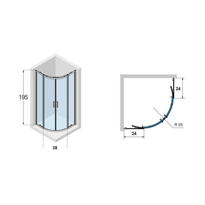 Kabina Novellini Zephyros R drzwi przesuwane w komplcie z brodzikiem akrylowym 80x80 cm- sanitbuy.pl