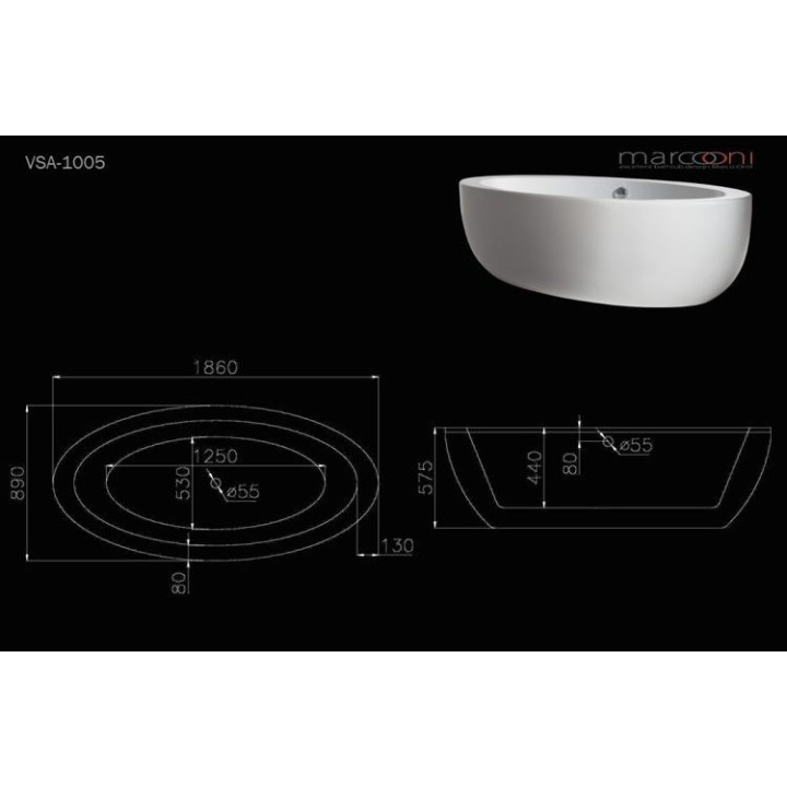 Wanna  MARCOONI VSA-1005 186x89 cm, wolnostojąca- sanitbuy.pl