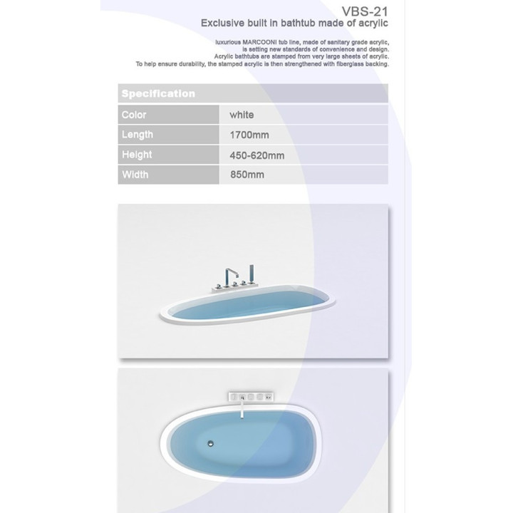 Wanna do zabudowy MARCOONI VBS-21 170x85 cm- sanitbuy.pl