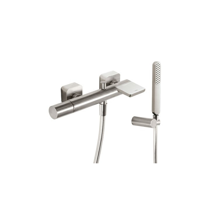 Bateria wannowaTres Loft Colors z kaskadą, stalowa- sanitbuy.pl