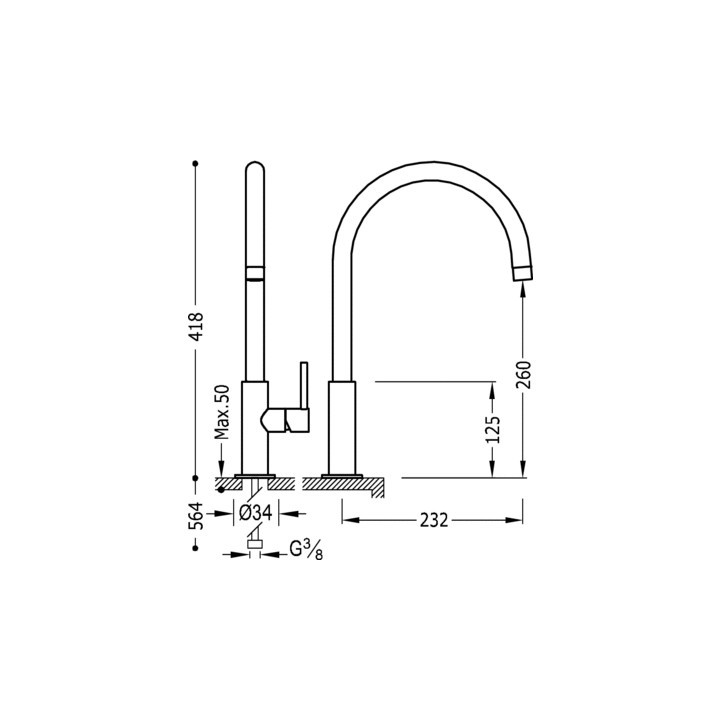 Bateria zlewozmywakowa Tres Max, stalowa - sanitbuy.pl