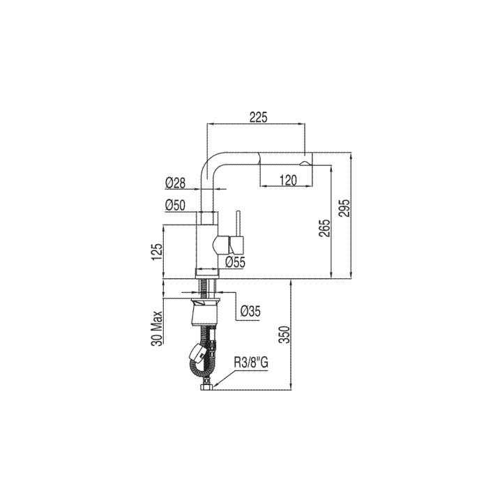 Bateria zlewozmywakowa Tres MAX z wyciąganą wylewką, stal- sanitbuy.pl