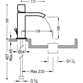 Bateria umywalkowa  CuadroTres z otwartą wylewką  kaskadowa  - sanitbuy.pl