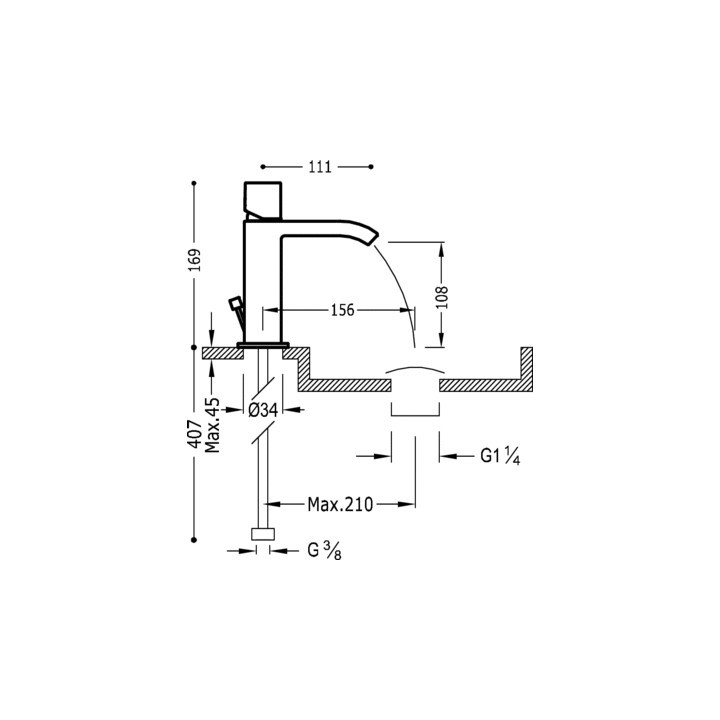 Bateria umywalkowa  CuadroTres z otwartą wylewką  kaskadowa  - sanitbuy.pl