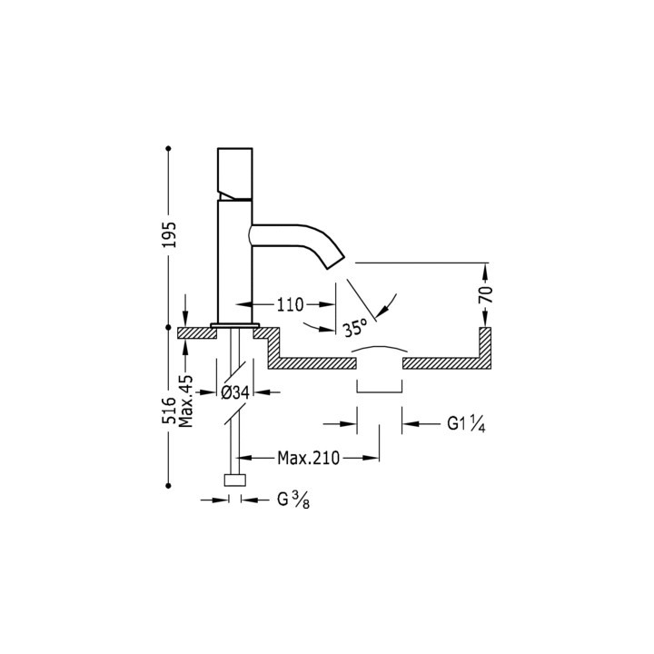 Bateria umywalkowa  Study - Tres, wys.19,5 cm- sanitbuy.pl