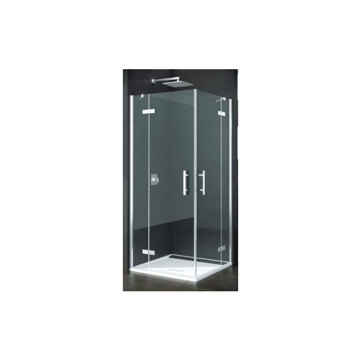 Kabina SanSwiss PUR PUE2P wejście narożne 90x90 cm, część lewa, profil chrom, szkło z pasem satynowym ( z profilem przyściennym)